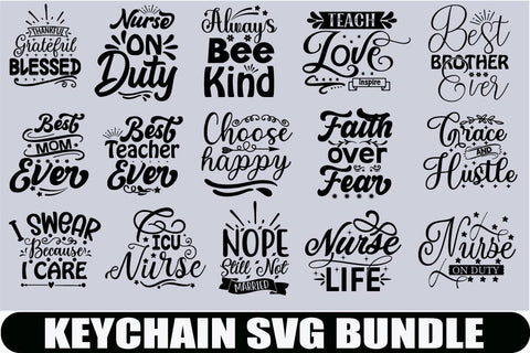 Keychain SVG Bundle SVG SVGs,Quotes and Sayings,Food & Drink,On Sale, Print & Cut SVG Blessedprint 