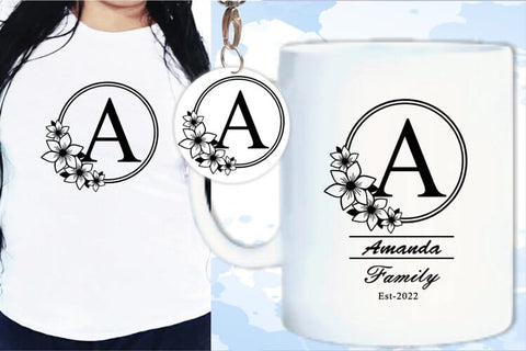 Keychain Svg Designs, Mug Designs, Floral Alphabet Monogram Letters Svg A-Z SVG D2PUTRI, SVG BUNDLE, SUBLIMATION BUNDLE, T SHIRT DESIGNS BUNDLE 