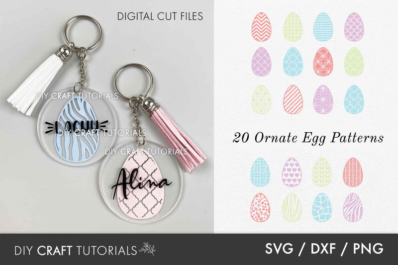 Keychain SVG - Easter Egg Patterns SVG DIY Craft Tutorials 