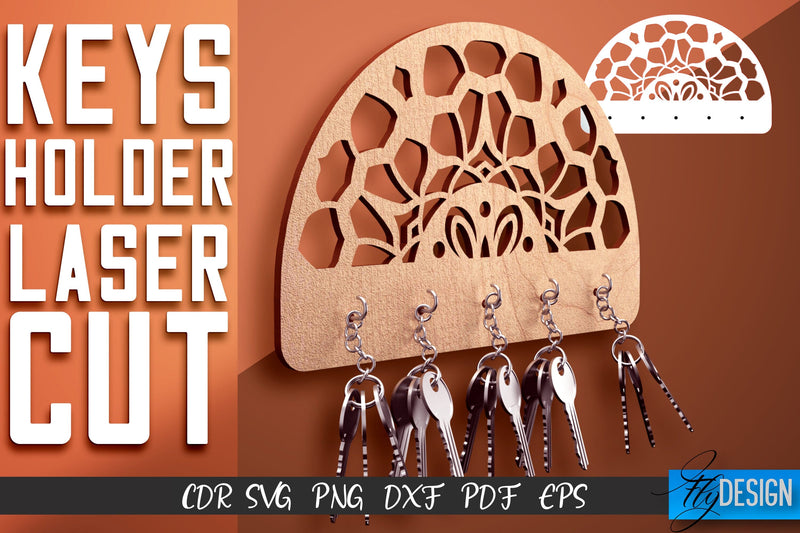 Keys Holder Laser Cut SVG | Keys Holder SVG Design | CNC Files SVG Fly Design 