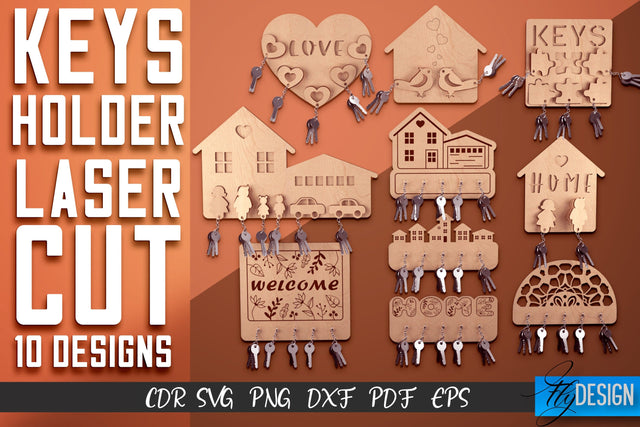 Keys Holder Laser Cut SVG | Keys Holder SVG Design | CNC Files SVG Fly Design 