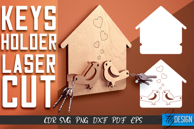 Keys Holder Laser Cut SVG | Keys Holder SVG Design | CNC Files SVG Fly Design 