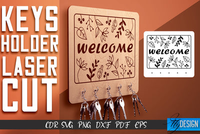 Keys Holder Laser Cut SVG | Keys Holder SVG Design | CNC Files SVG Fly Design 