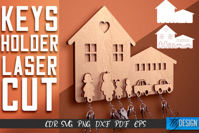 Keys Holder Laser Cut SVG | Keys Holder SVG Design | CNC Files SVG Fly Design 