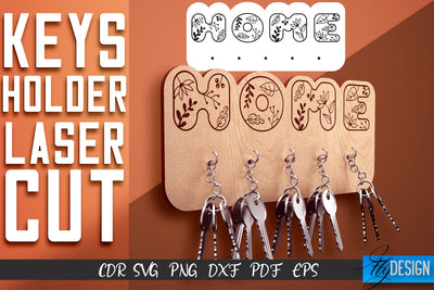 Keys Holder Laser Cut SVG | Keys Holder SVG Design | CNC Files SVG Fly Design 