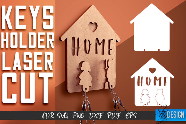 Keys Holder Laser Cut SVG | Keys Holder SVG Design | CNC Files SVG Fly Design 