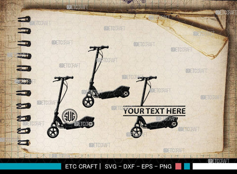Kick Scooter Monogram, Kick Scooter Silhouette, Stepper Scooter Svg, Moped Svg, Stunt Scooter Svg, SB00046 SVG ETC Craft 