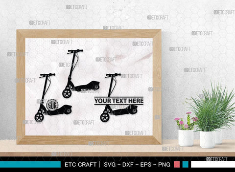 Kick Scooter Monogram, Kick Scooter Silhouette, Stepper Scooter Svg, Moped Svg, Stunt Scooter Svg, SB00046 SVG ETC Craft 