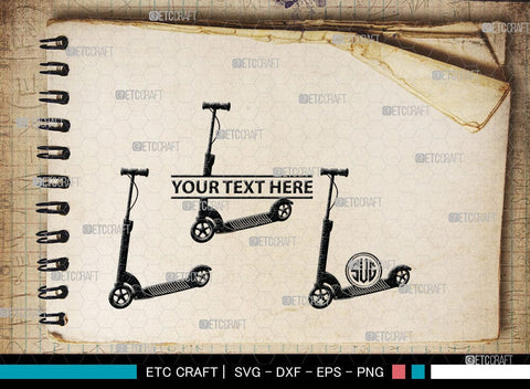 Kick Scooter Monogram, Kick Scooter Silhouette, Stepper Scooter Svg, Moped Svg, Stunt Scooter Svg, SB00046 SVG ETC Craft 
