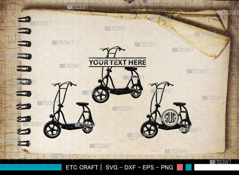 Kick Scooter Monogram, Kick Scooter Silhouette, Stepper Scooter Svg, Moped Svg, Stunt Scooter Svg, SB00046 SVG ETC Craft 