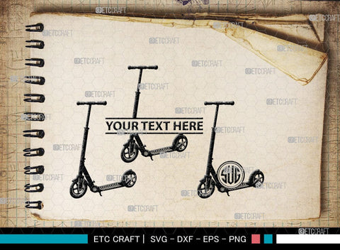 Kick Scooter Monogram, Kick Scooter Silhouette, Stepper Scooter Svg, Moped Svg, Stunt Scooter Svg, SB00046 SVG ETC Craft 