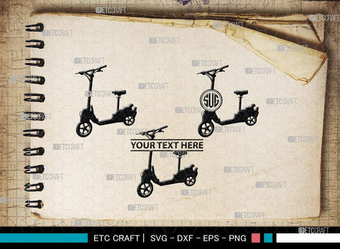 Kick Scooter Monogram, Kick Scooter Silhouette, Stepper Scooter Svg, Moped Svg, Stunt Scooter Svg, SB00046 SVG ETC Craft 