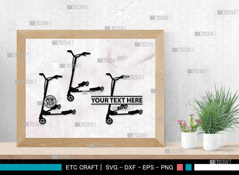Kick Scooter Monogram, Kick Scooter Silhouette, Stepper Scooter Svg, Moped Svg, Stunt Scooter Svg, SB00046 SVG ETC Craft 