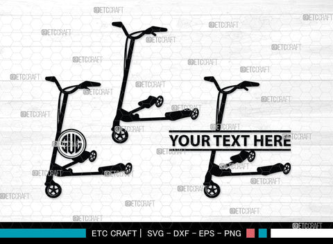 Kick Scooter Monogram, Kick Scooter Silhouette, Stepper Scooter Svg, Moped Svg, Stunt Scooter Svg, SB00046 SVG ETC Craft 