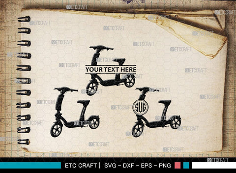 Kick Scooter Monogram, Kick Scooter Silhouette, Stepper Scooter Svg, Moped Svg, Stunt Scooter Svg, SB00046 SVG ETC Craft 