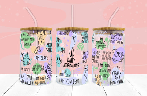 Kid Daily Affirmations SVG 16 oz Libbey Glass Can Wrap SVG Freeling Design House 