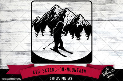Kid skiing on mountain SVG -Vector Art Commercial & Personal Use- Cricut,Silhouette,Cameo,Vinyl Cut SVG Loveleen Kaur 