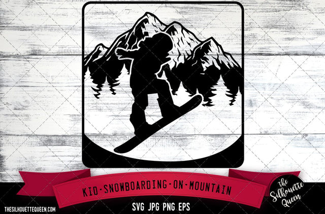 Kid snowboarding on mountain SVG -Vector Art Commercial & Personal Use- Cricut,Silhouette,Cameo,Vinyl Cut SVG Loveleen Kaur 