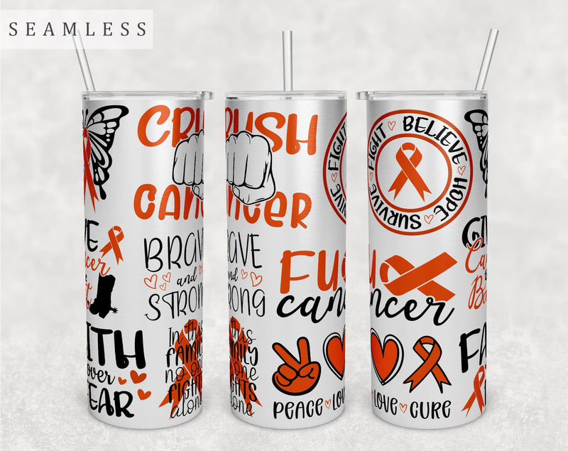 Kidney Cancer Awareness Tumbler Wrap, 20 Oz Skinny Tumbler Kidney Cancer Sublimation Design, Seamless Kidney Cancer Tumbler PNG Sublimation HappyDesignStudio 