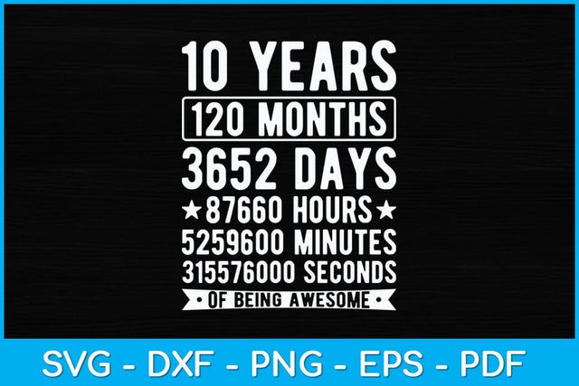 Kids 10th Birthday 10 Years Old Vintage Retro 120 Months Svg Design SVG artprintfile 