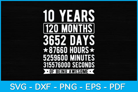 Kids 10th Birthday 10 Years Old Vintage Retro 120 Months Svg Design SVG artprintfile 