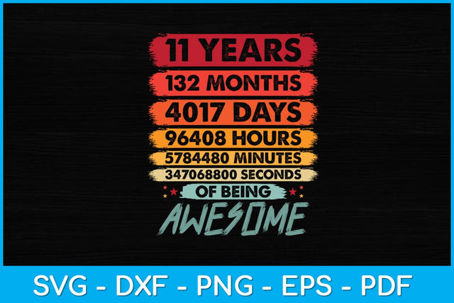 Kids 11th Birthday 11 Years Old Vintage Retro 120 Months Svg Design SVG artprintfile 