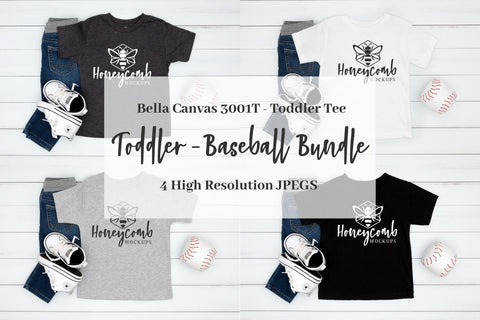 Kids Baseball Mockup Bundle, Bella Canvas 3001T Mockup, Kids Sports Mockup, Toddler T-Shirt Mockup Mock Up Photo Honeycomb Mockups 