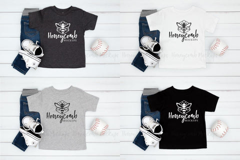 Kids Baseball Mockup Bundle, Bella Canvas 3001T Mockup, Kids Sports Mockup, Toddler T-Shirt Mockup Mock Up Photo Honeycomb Mockups 