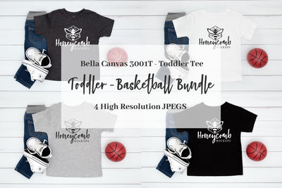 Kids Basketball Mockup Bundle, Bella Canvas 3001T Mockup, Kids Sports Mockup, Toddler Tee Mockup Mock Up Photo Honeycomb Mockups 