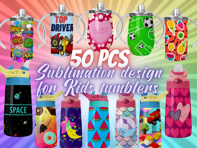 Kids Bundle Tumbler design 12oz flip top bottle & Sippy cup SVG BambinaCreations 