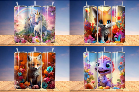 Kids Cartoon Animals Tumbler Bundle Sublimation Regulrcrative 