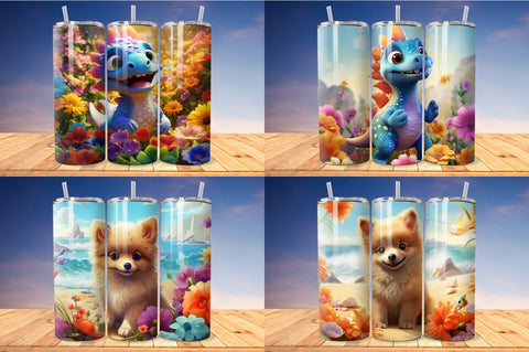 Kids Cartoon Animals Tumbler Bundle Sublimation Regulrcrative 