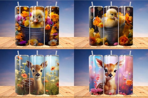 Kids Cartoon Animals Tumbler Bundle Sublimation Regulrcrative 