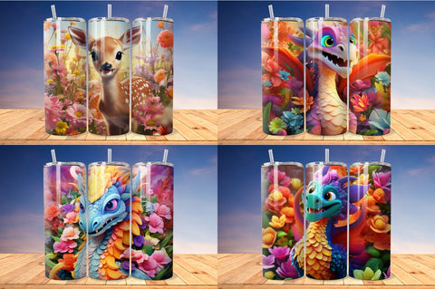 Kids Cartoon Animals Tumbler Bundle Sublimation Regulrcrative 