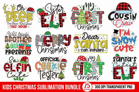 Kids Christmas PNG Sublimation Bundle Sublimation CraftLabSVG 