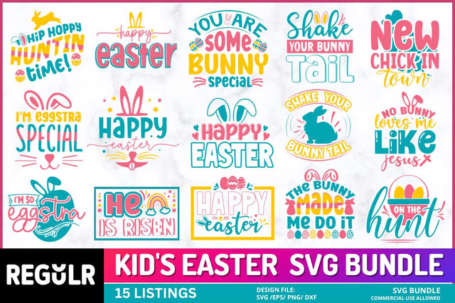 Kid's Easter Svg Bundle SVG Regulrcrative 