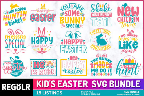 Kid's Easter Svg Bundle SVG Regulrcrative 