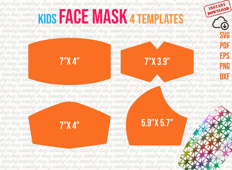 Kids Face Mask Template Bundle Templates Mask Template Sublimation