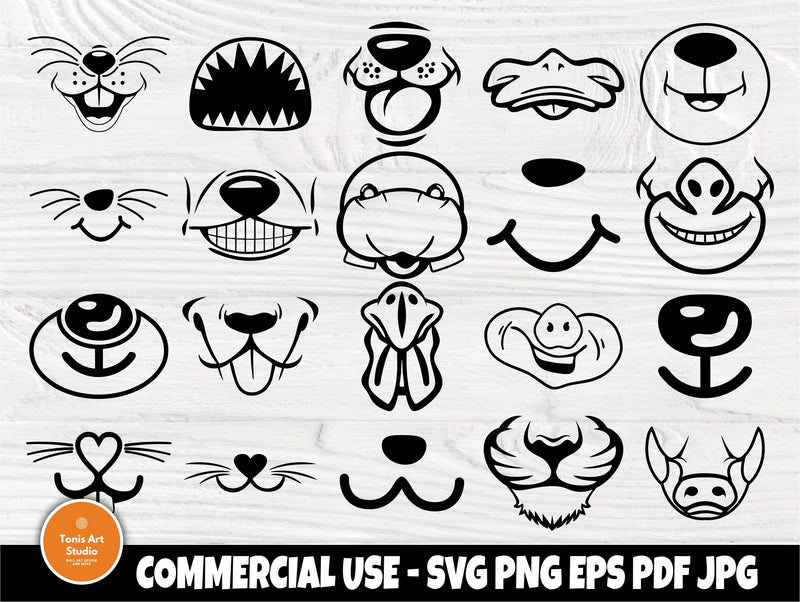 Kids Face Masks SVG Bundle, Funny Animal Face Mask SVG TonisArtStudio 
