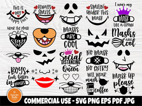 Kids Face Masks SVG Bundle, Svg Quotes, Cut Files SVG TonisArtStudio 