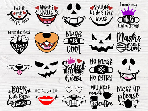 Kids Face Masks SVG Bundle, Svg Quotes, Cut Files SVG TonisArtStudio 