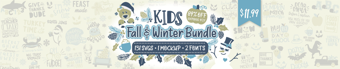 Kids Fall and Winter SVG and Font Bundle