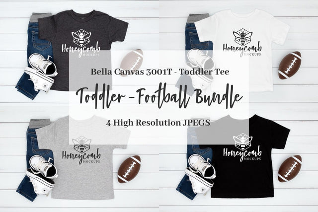 Kids Football Mockup Bundle, Bella Canvas 3001T Mockup, Kids Sport Mockup, Toddler Tee Mockup Mock Up Photo Honeycomb Mockups 