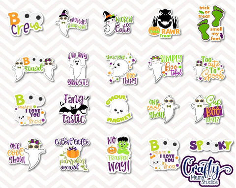 Kids Halloween Sticker Bundle, Halloween Stickers, Fun Kid's SVG Crafty Mama Studios 