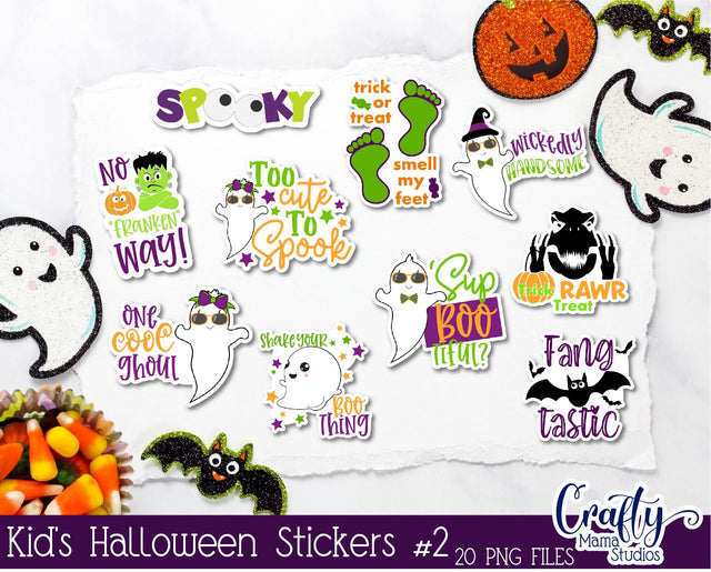 Kids Halloween Sticker Bundle, Halloween Stickers, Fun Kid's SVG Crafty Mama Studios 