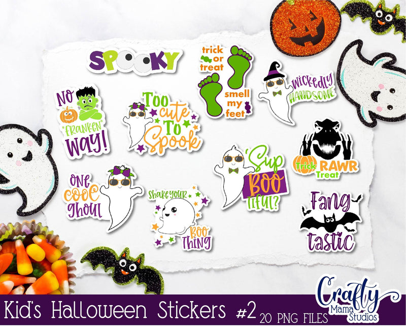 Kids Halloween Sticker Bundle, Halloween Stickers, Fun Kid's SVG Crafty Mama Studios 
