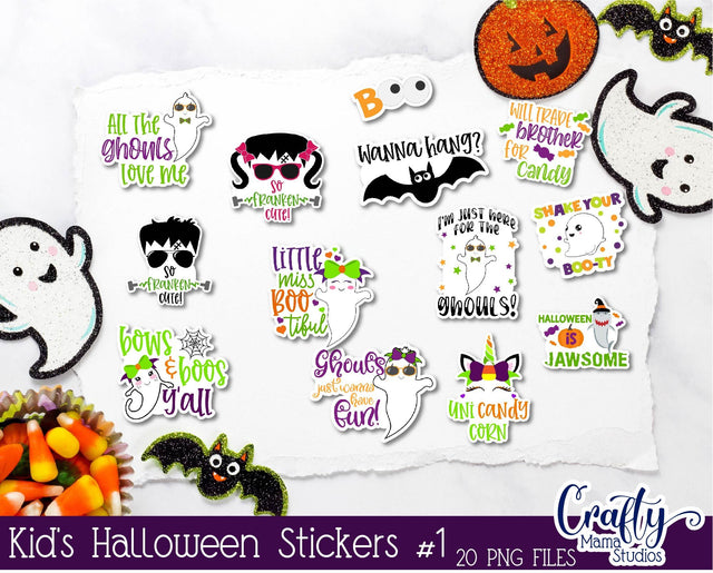 Kids Halloween Sticker Bundle - Halloween Stickers - Fun Kid's SVG Crafty Mama Studios 