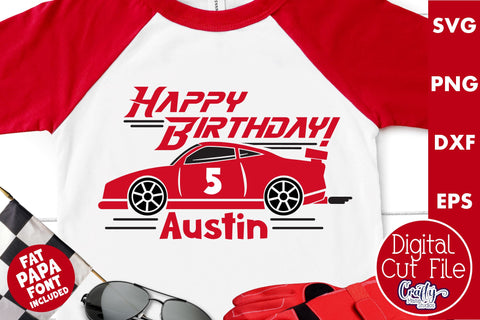 Kids Happy Birthday Svg | Kids Birthday Race Car Shirt Svg SVG Crafty Mama Studios 