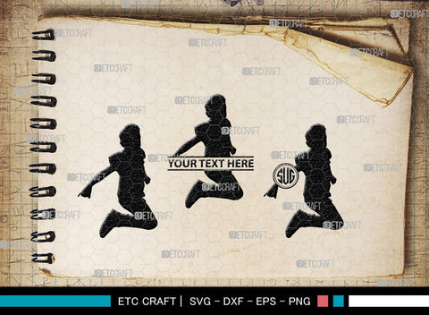 Kids Jumping Monogram, Kids Jumping Silhouette, Kids Jumping SVG, Jumping Children Svg, Jumping Svg, SB00370 SVG ETC Craft 