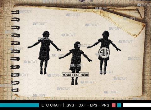 Kids Jumping Monogram, Kids Jumping Silhouette, Kids Jumping SVG, Jumping Children Svg, Jumping Svg, SB00370 SVG ETC Craft 